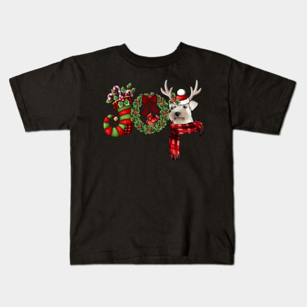 Christmas Joy Dwarf Stocking Reindeer Miniature Schnauzer Kids T-Shirt by Ripke Jesus